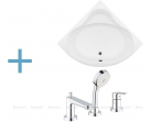 Акриловая ванна Aquanet Palau 140x140 (каркас + смеситель Grohe BauEdge 2511700A)