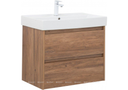 Тумба с раковиной Aquanet Nova Lite 75 дуб шоколадный (2 ящика)