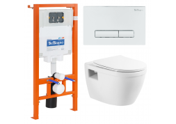 Комплект Унитаз подвесной BelBagno LOTO BB070CHR/SC безободковый, с микролифтом + Система инсталляции для унитазов BelBagno BB002-80 с кнопкой смыва BB018-GV-BIANCO                                                                                           