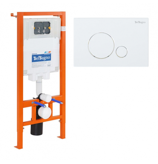 Система инсталляции для подвесных унитазов BelBagno BB002-80 с кнопкой смыва BB014-SR-BIANCO                                                                                                                              
